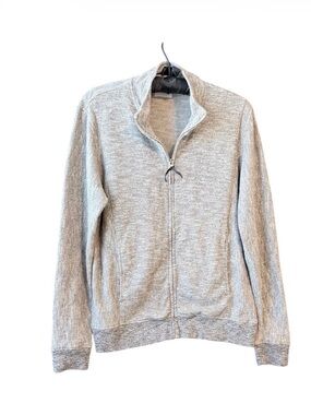 Billy Reid Light Gray Zip-Up Sweater